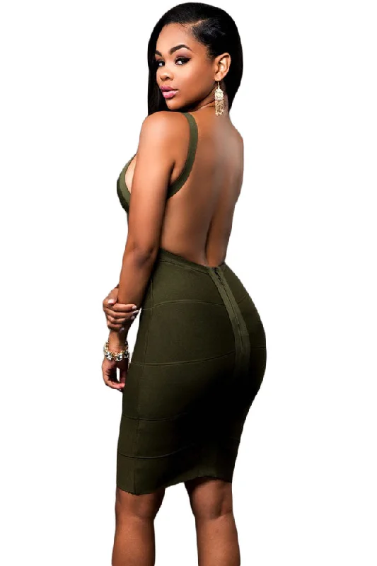 Sexy Girl Backless Bandage Dress in Green