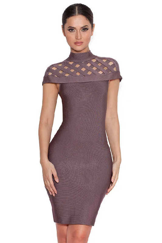 Sexy Light Purple Lattice Bandage Dress