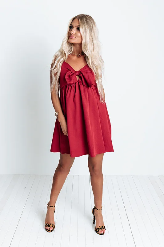 Slow Dance Romance Babydoll Dress In Crimson