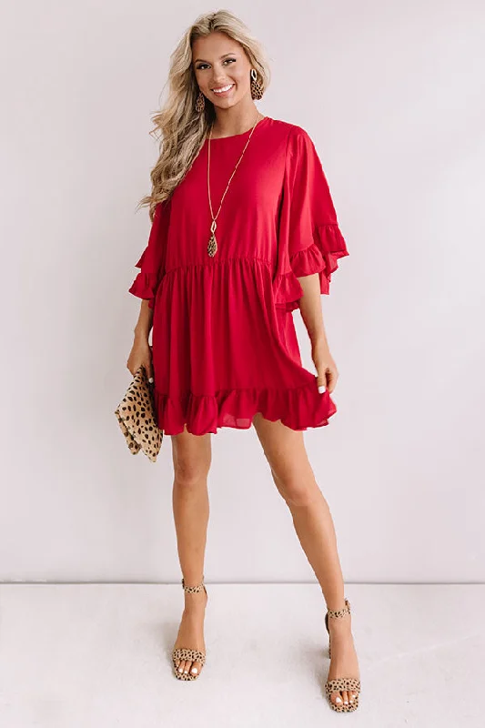 Sunshine Swing Shift Dress in Crimson