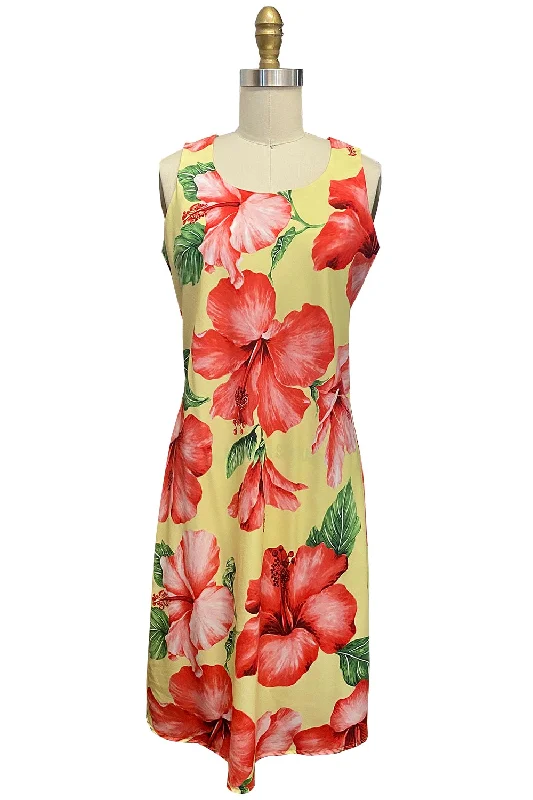 Super Hibiscus Yellow Tank Dress