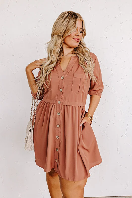 Talk Of The Town Shift Dress In Rustic Rose Curves