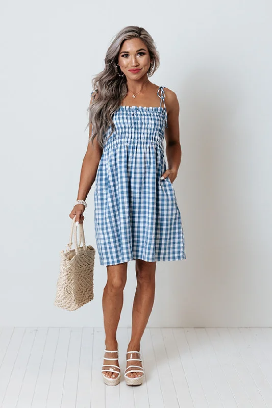 Waterloo Gingham Dress In Blue