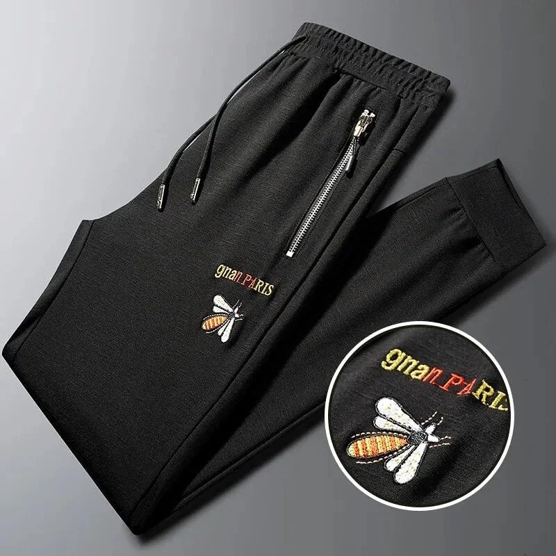 Brand casual pants men's  sports loose pants soft skin friendly pure cotton high-end embroidered pants for men