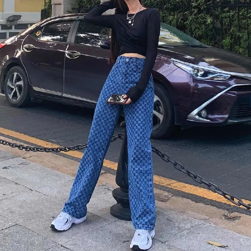 European And American Style Long Trousers Jeans Pants 2022 Summer Women's Casual pants wide leg high waist Pants S-2XL