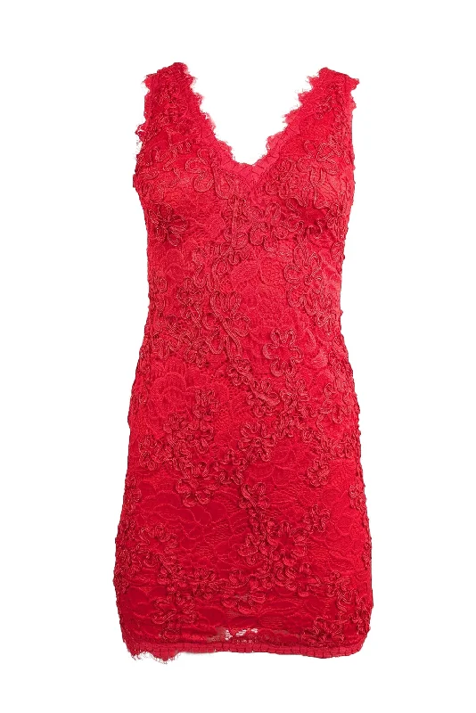 Aqua - Red Lace Sleeveless Sheath Dress Sz 0