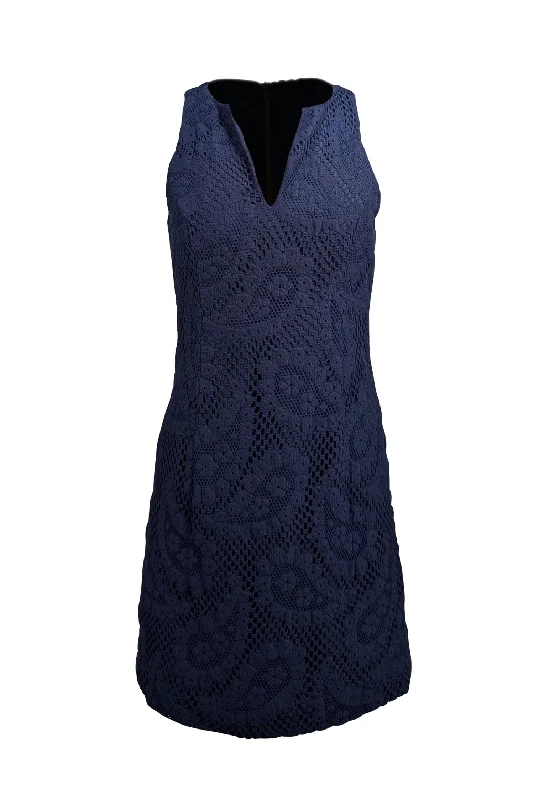 Lilly Pulitzer - Navy Paisley Lace Sleeveless Dress Sz 2