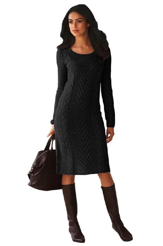 Sexy Black Women's Hand Knitted Sweater Dress