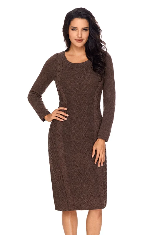 Sexy Coffee Women’s Hand Knitted Sweater Dress