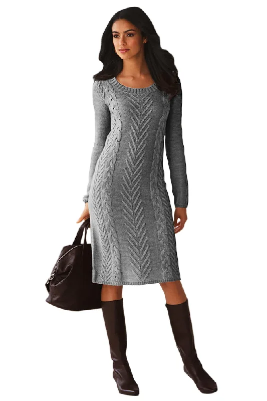 Sexy Gray Women’s Hand Knitted Sweater Dress