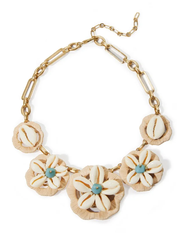 Statement Shell and Raffia Necklace Natural