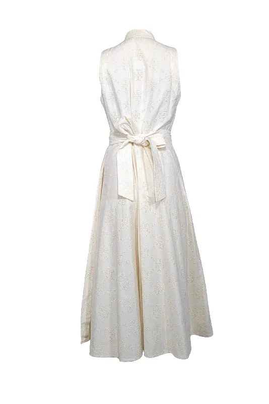 Tory Burch - Ivory Cotton Logo Lace Wrap Dress Sz 10