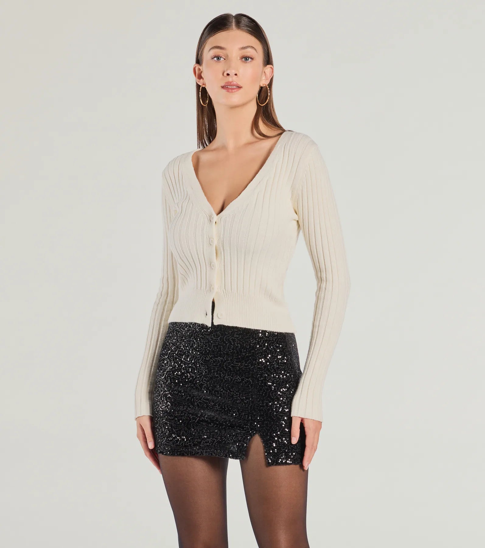 Cute Shimmer High Rise Sequin Velvet Skort