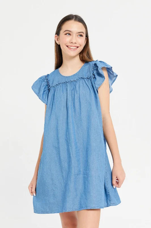 Senior Girls Blue Denim Dress