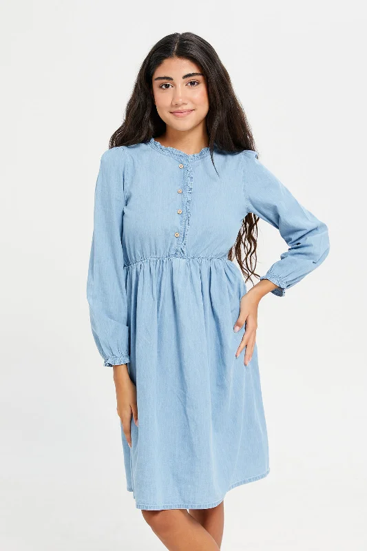 Senior Girls Blue Denim Dress