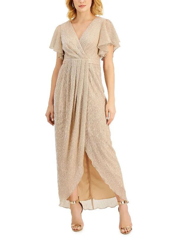 Womens Metallic Maxi Evening Dress