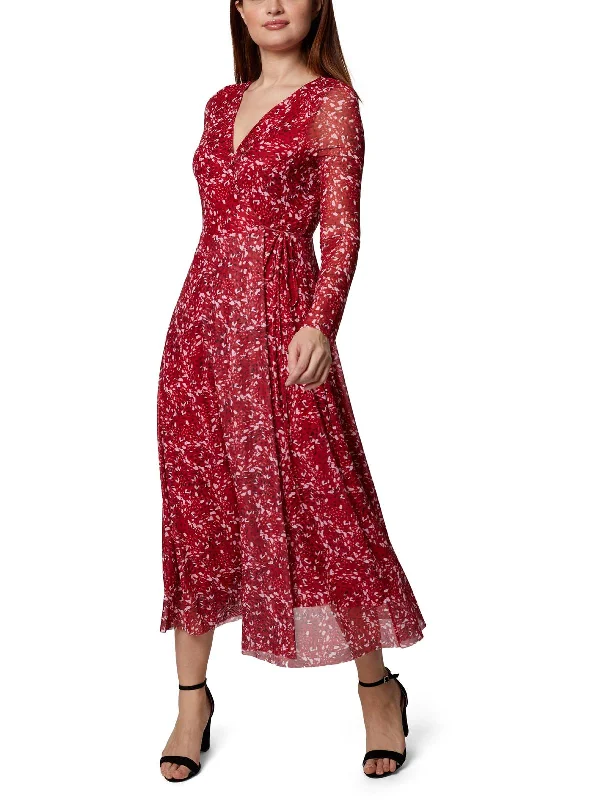 Womens Printed Maxi Wrap Dress