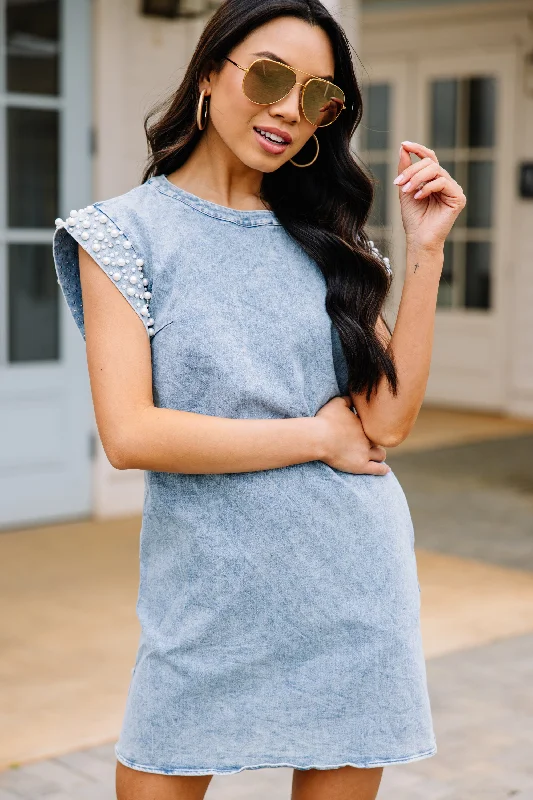 Be Bold Light Denim Embellished Dress