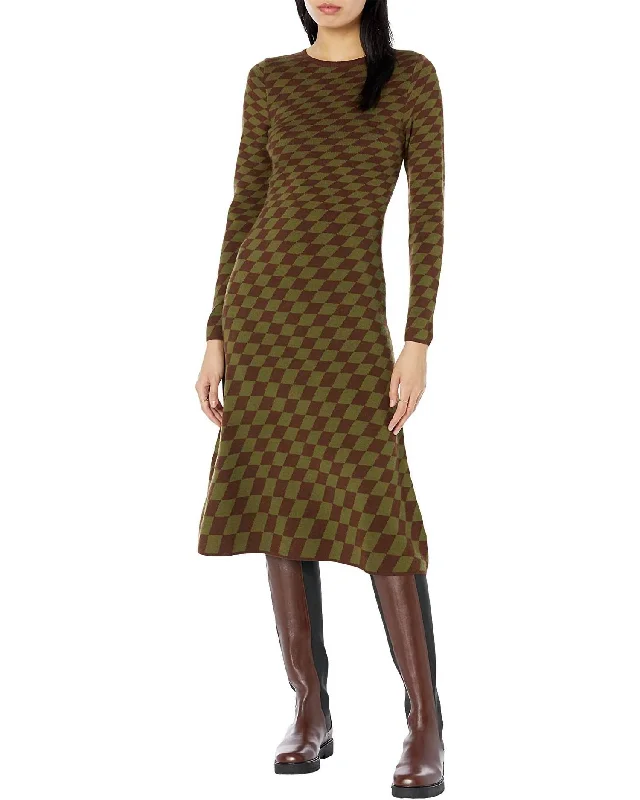 Checked Midi Dress In Brown