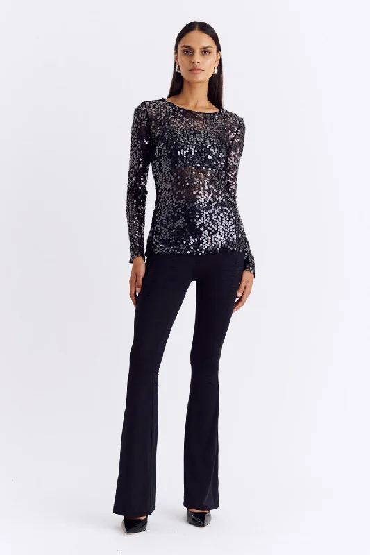 Ava Lace Sequin Long Sleeve Top