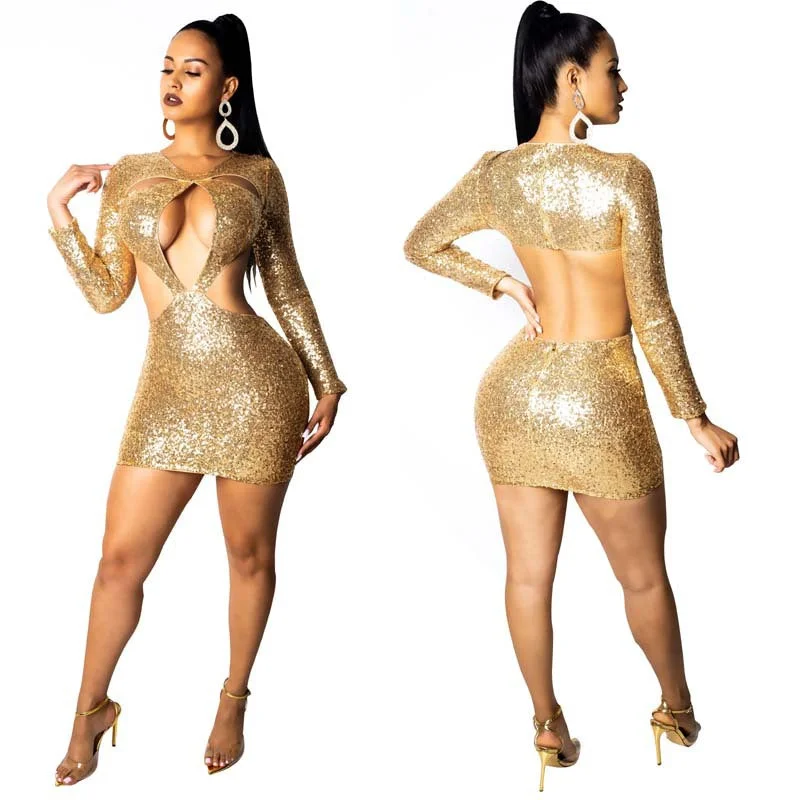 Sequin Sexy Backless Nightclub Dress