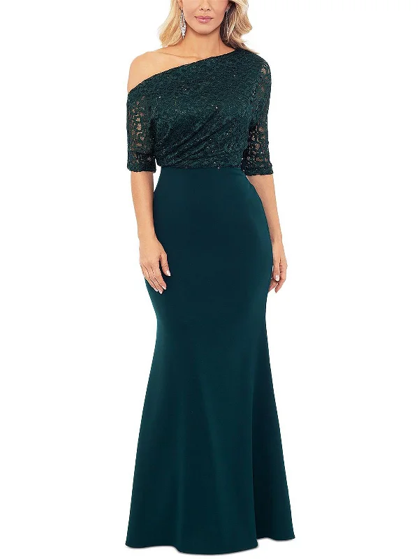 Womens Lace Sequined Evening Dress