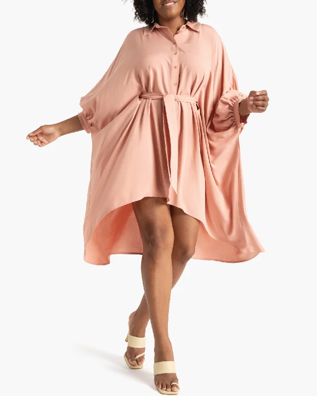 Jeanette Belted Cape Shirtdress | Pink