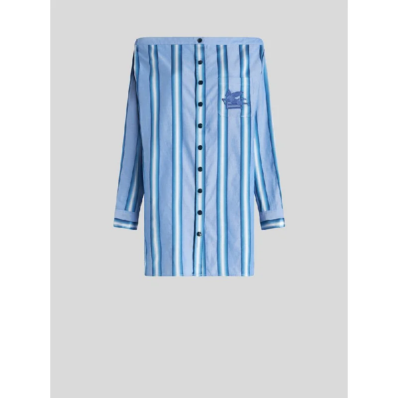 Striped Cotton And Silk Shirt Dress