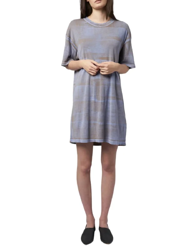 T Shirt Dress In Taupe/ Sky